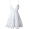 ropa para playa para mujer vestidos de verano encaje Sexy sin espalda playa vestidos 2022 ropa mujer moda sin mangas Spaghetti Strap blanco Casual Mini vestido de sol summer dress women ► Foto 2/6