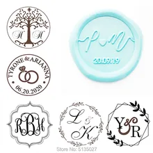 Инициалы с датой и листьями воск печать штамп/индивидуальная восковая печать комплект/Свадебная печать штамп/специальная печать штамп/печать приглашения печать штамп