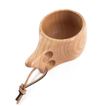 

Nordic Wooden Craft Drinking Cup Finland Dual Ring Mug Home Decor Tea Cup