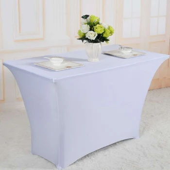

2pcs Hotel Rectangular Tablecloths Spandex Table Cover Wedding Bar Table Linen Home Event Party Stretch Table Cloth Decoration