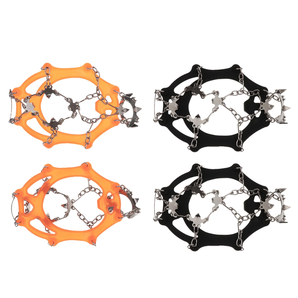 

1 Pair Snow Ice Cleats Anti-Slip Shoes Covers Boot Traction Spike Crampons 18 Teeth for Hiking Climbing
