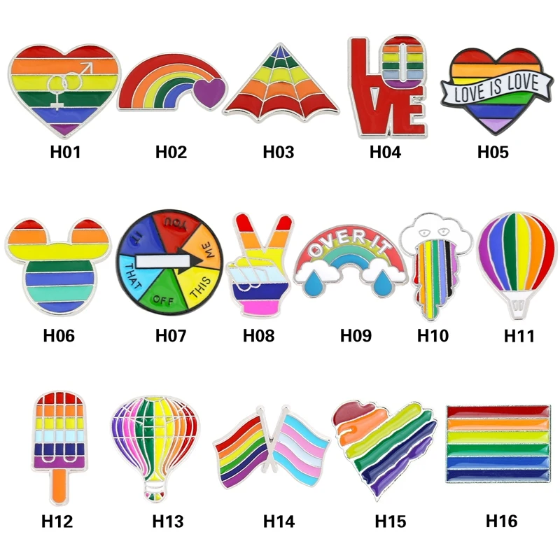 Woman Cartoon Mini Rainbow Brooches Pins Gay LGBT Design Rainbow Love Wave Pin Brooch Badge Collar Jewelry Gift