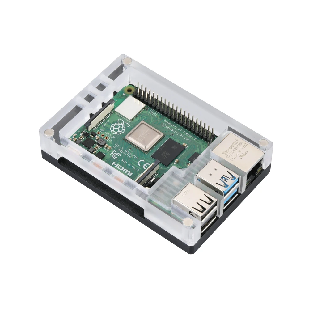 Акриловый чехол для Raspberry Pi 4 с двойным охлаждающим вентилятором магнитная