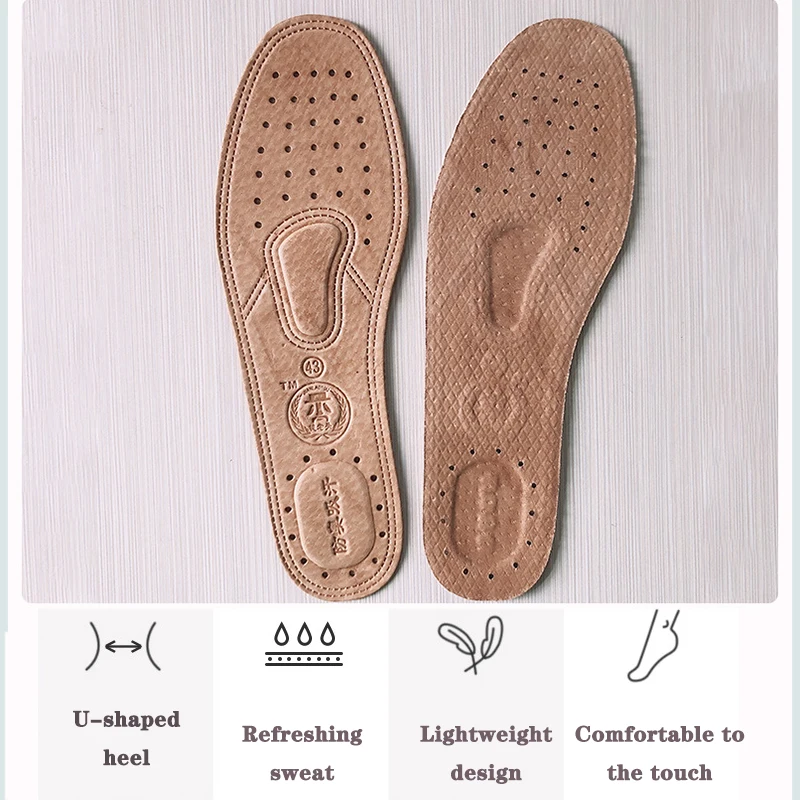 Shoe Insoles 1Pair Breathable Leather Shoe Insoles Replacement Inner Soles Shoe Insole Pads Absorb Sweat Deodorant Flat Feet Insole Mats