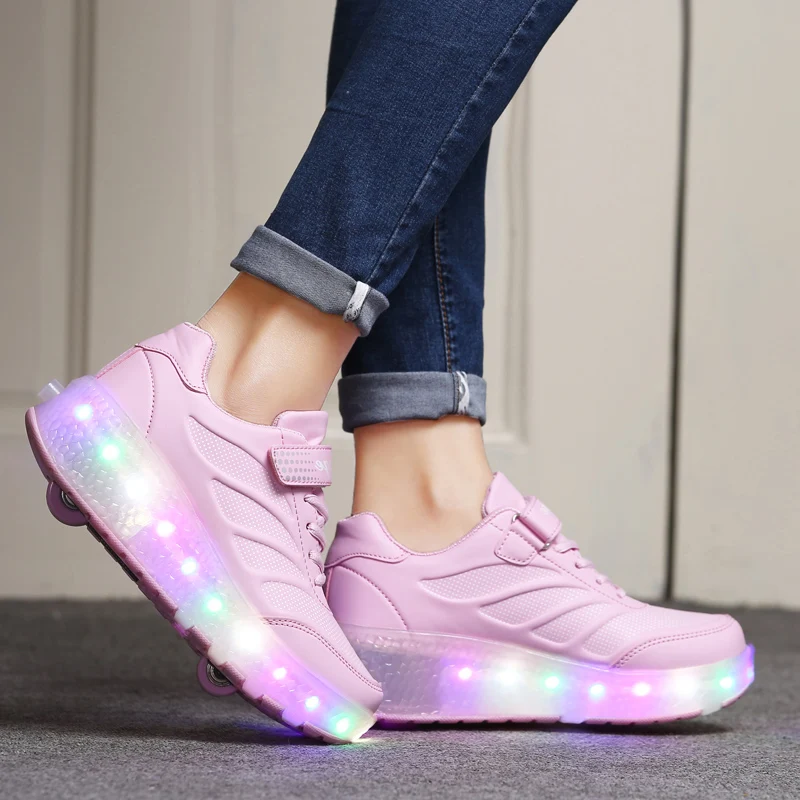 Roller Skates Shoes Children Boys Girls Kids Gift 2 Wheels Sneakers 2021 Fashion Game Sports Casual Led Lighted Flashing Boots sports bowling in children a toy suit indoor toys puzzle unisex plastic direct selling 2021