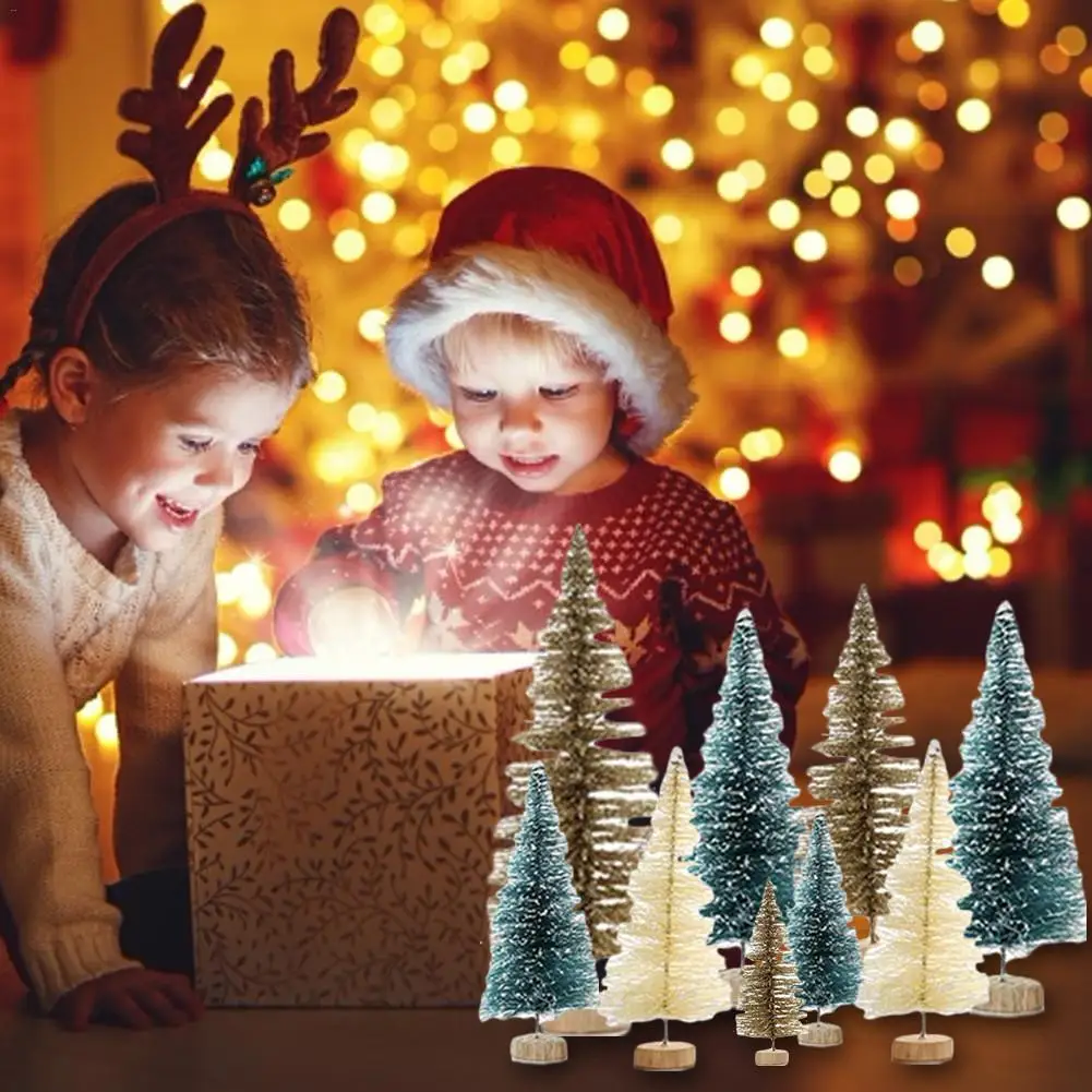 24 шт. мини волокно сизаль мини-елка DIY украшения мини-елка зимние снежные узоры для дома Настольный Топ Рождество