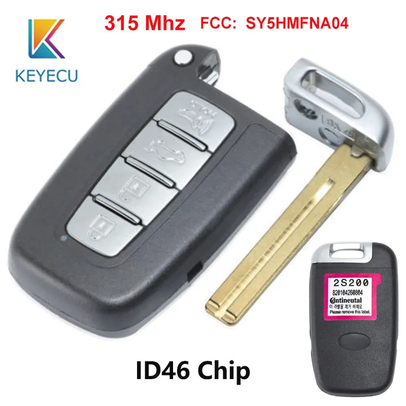 

KEYECU Smart Remote Key 4 Button 315MHz ID46 FOB for Hyundai Equus Sonata Genesis for Kia Rio Optima 2011-14 FCC: SY5HMFNA04