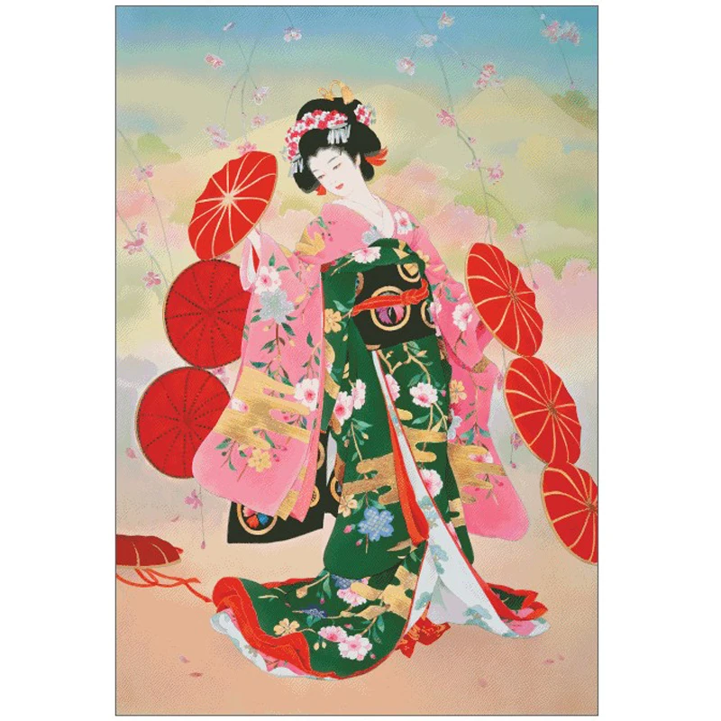 GoldCollectionCountedCrossStitchKitJapaneseWomanBeautyGeisha