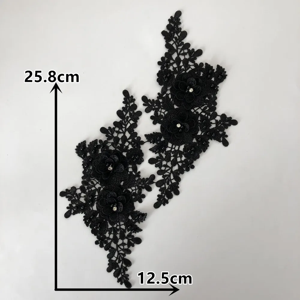 Цветок полиэстер пара полые ABS жемчуг 3D Стразы Кружева платье Великолепная вышивка кружева процесс для шитья