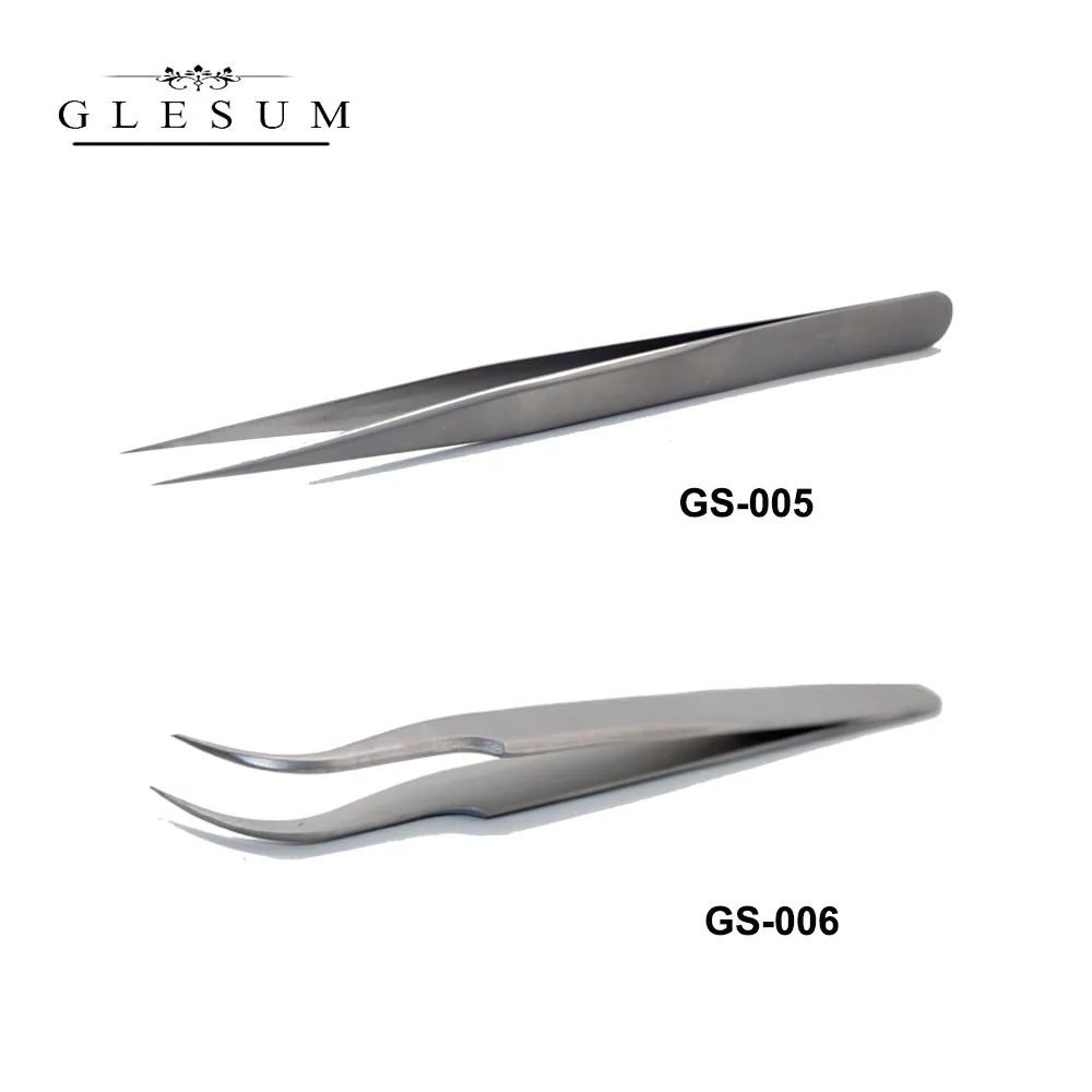 Glesum High Quality Stainless Steel Tweezers For Eyelash Make Up Grafting With Free Shipping 4