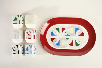 

Afternoon High-end Home Gift 1PC Tray 6PCS Mugs Tea Set Rainbow Runway Tea Cup Tray Set Bone China Coffee Cups Set