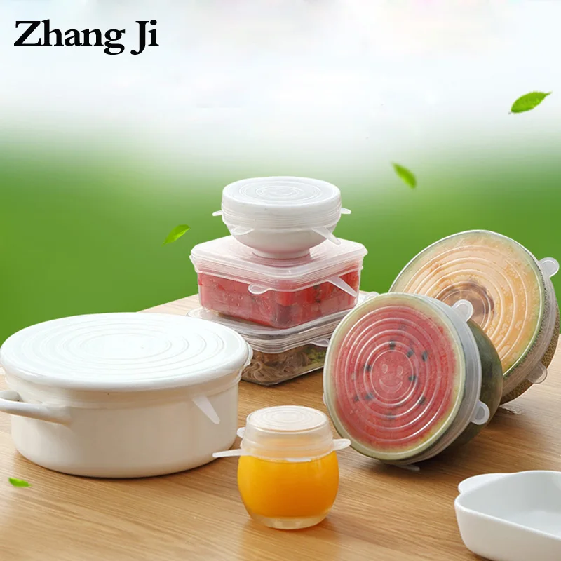 Zhang Ji 6 шт Силиконовые эластичные крышки для хранения кухонного холодильника самозатягивающиеся 2,6-8,1 дюймовые пищевые многоразовые
