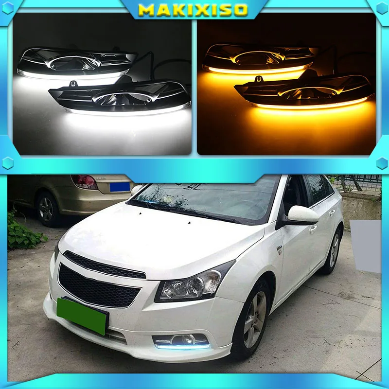 2 pcs LED DRL Driving Daytime Running Light With Turn Signal lamp for chevrolet cruze 2009 2010 2011 2012 2013 2014 |