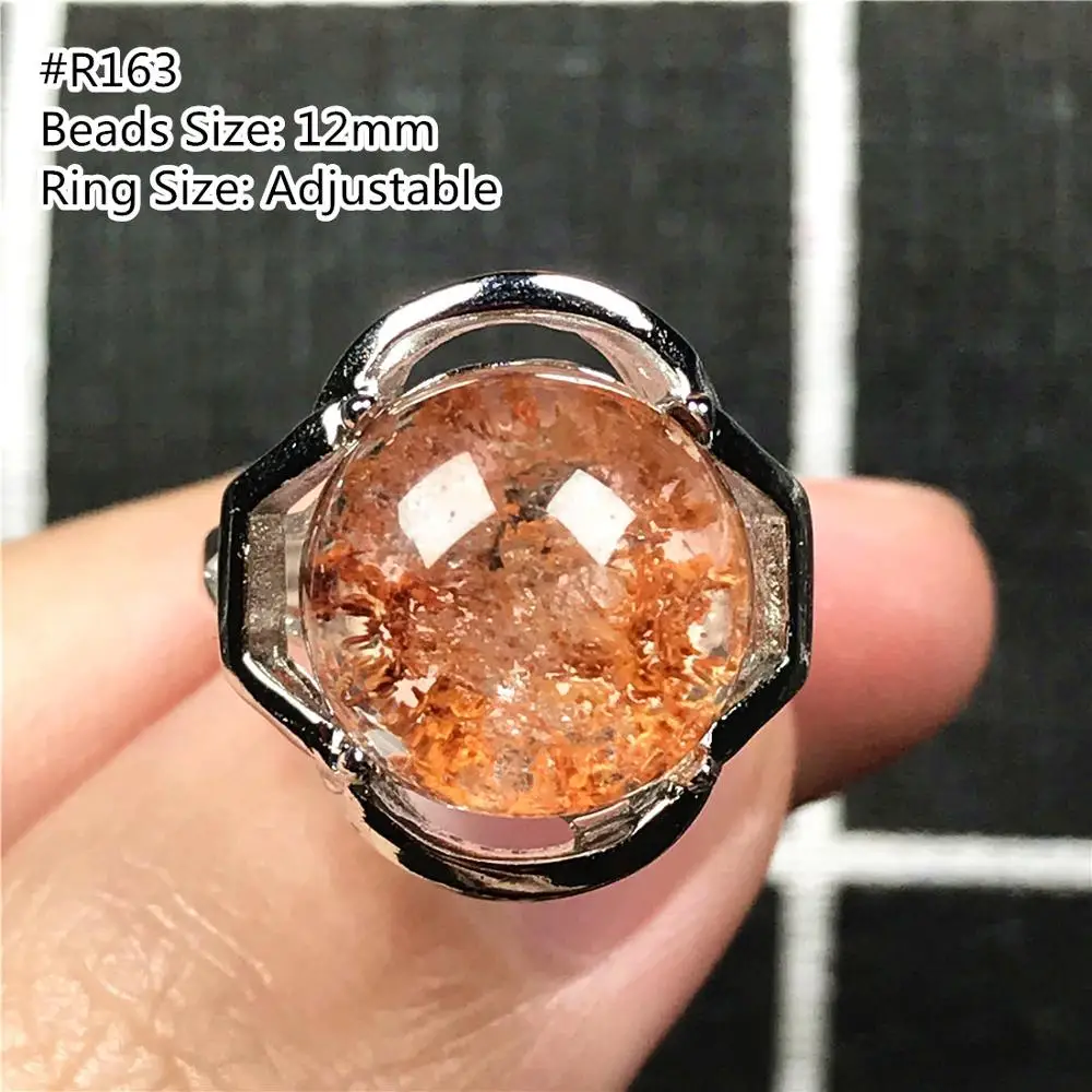 16x12mm AAAAA Natural Red Phantom Quartz Crystal Adjustable Size Garden Ring 925