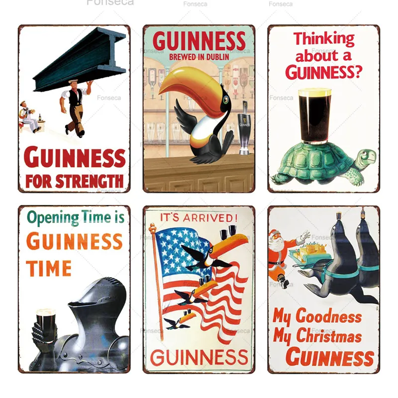 Винтажные металлические жестяные таблички Guinness в стиле ретро для прекрасного