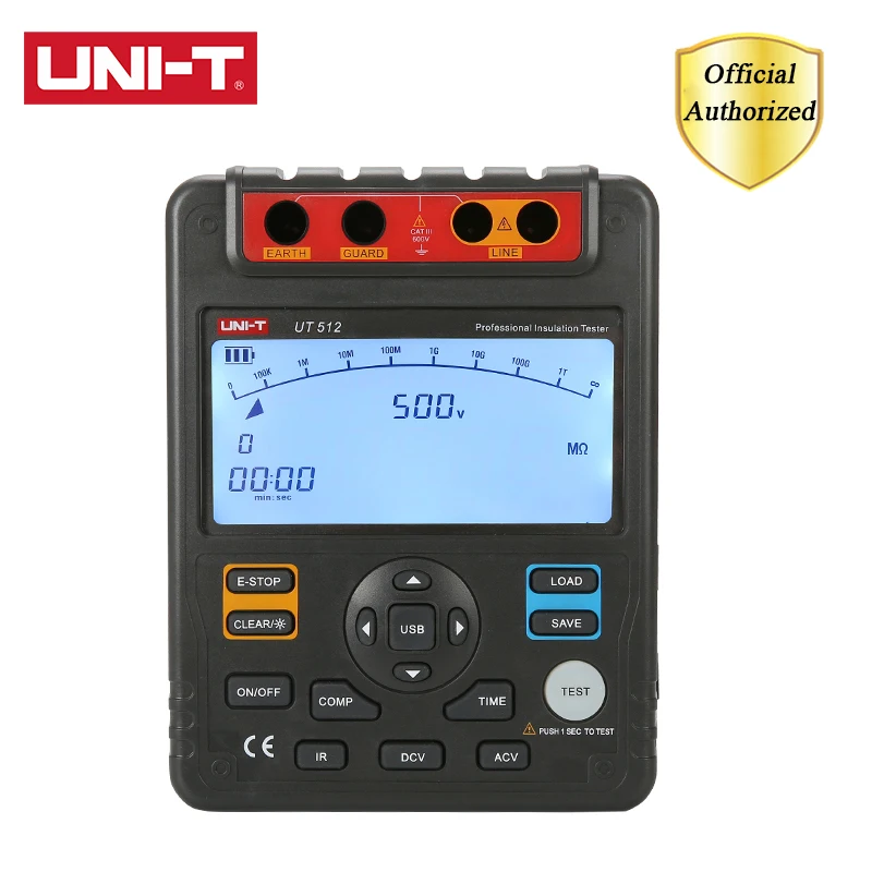 

UNI T UT512 Digital Insulation Resistance Tester Voltmeter Megohmmeter PI/DAR Data Storage USB interface LCD Backlight