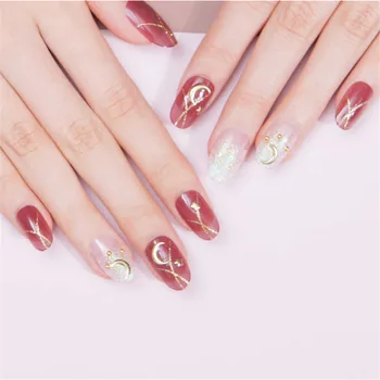 

Wedding False Nails With Designs Artificial Oval Decorating Fake Nails With Glue Sticker Clear Impress Press On Fingernails Pops