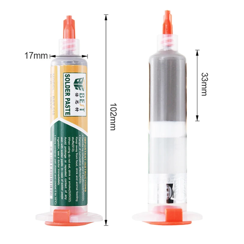 10cc Tin Solder Paste Sn63/Pb37 Syringe Liquid Welding Flux Melting Point 183℃ PCB Repair Stencil Soldering Paste Welding Tools flux paste