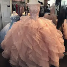 Vestidos de quinceaneras совок шеи блеск бисером кристаллы без рукавов Многоуровневое бальное праздничное платье реальное изображение праздничные платья для встречи выпускников