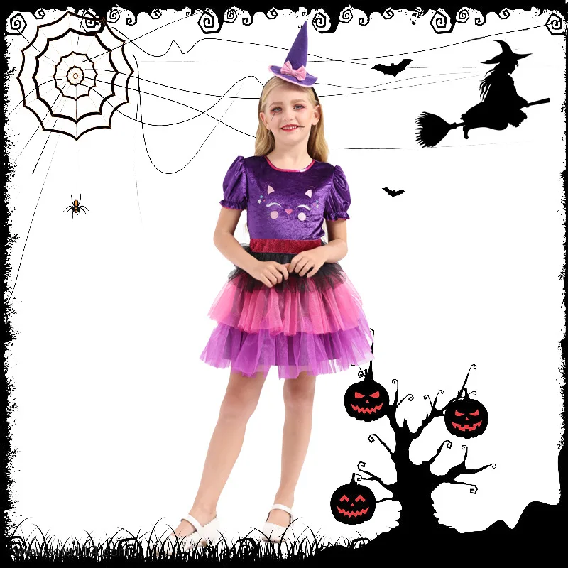 Aitonoble New Costume Child Cute Girls Costume Supergir Dress Girl's Dress Cosplay Halloween For Kids All Saints'