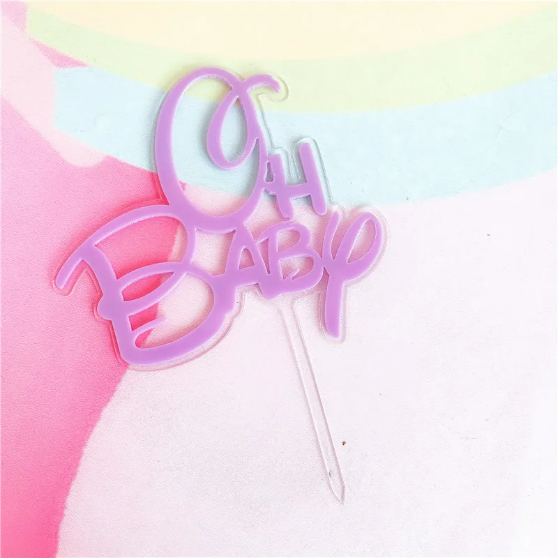 Акриловый Топпер для торта «Oh Baby» милое цветное, Двуслойное украшение для торта для беби Шауэр детский день рождения украшения для торта для вечеринки - Цвет: 5