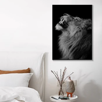 

Black White Lion Animals Painting Poster Wall Art Canvas Prints Wall Picture for Living Room Bedroom Lions Head Nordic Art Decor
