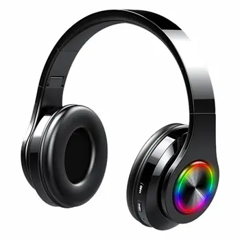 

T6 Headphones Support TF Card Active Noise LED Light Wireless Headphones Foldable 9D Stereo Earphones Music Headsets