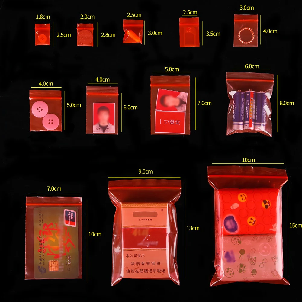100Pcs Transparent Color Zip Lock Plastic Packaging Gift Storage Bag Food Powder Herb Small Flat Pouches PE Mini Sachets 3