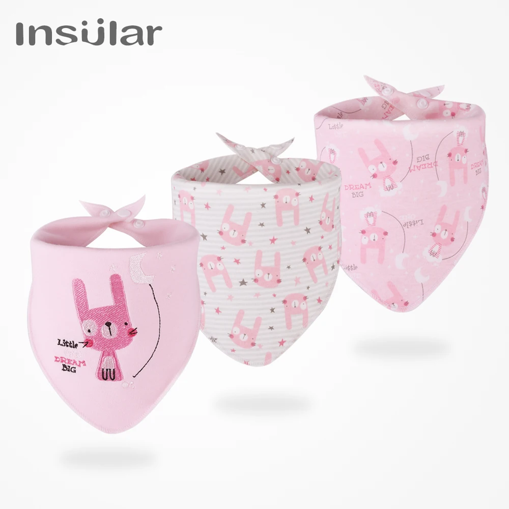 Insular/3 предмета детский нагрудник хлопковый для кормления ультра мягкие