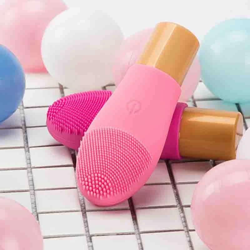 Battery Electric Silicone Cleansing Brush Instrument Ultrasonic Vibration Beauty Device Pore Cleaner Cleansing Brush