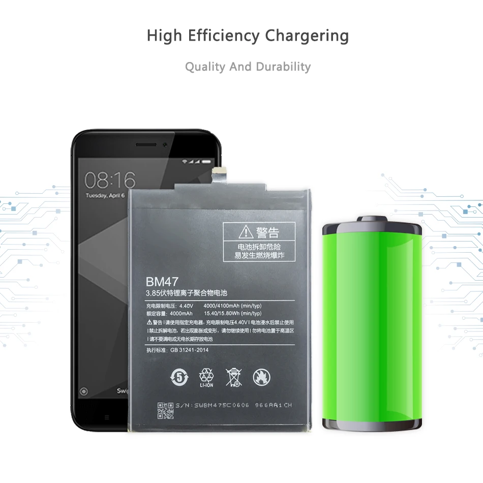 BM47 аккумулятор мобильного телефона для Xiaomi Redmi 3 3S 3X 4X Redmi3 Pro Hongmi Redrice 3 3s сменный аккумулятор BM47 4100 мАч