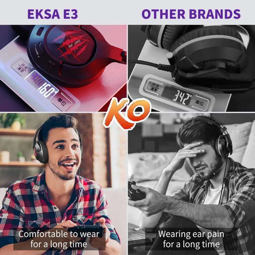 Gaming Headset Gamer EKSA E3 7 1 Surround 3 5mm USB Wired Headphones Stereo with Noise Cancelling Microphone For PC PS4 Xbox