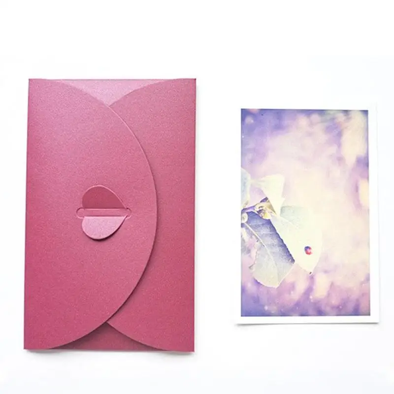 Цветной конверт в форме сердца с пряжкой крафт перламутровая бумага Ретро Конверт декоративный конверт бизнес приглашение Fes G3G5