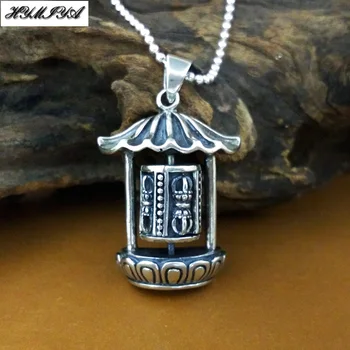 

100% 925 Silver Tibetan Prayer Wheel Pendant Sterling Buddhist Turning Wheel Pendant Amulet Tibetan Vajra Dorje Pendant