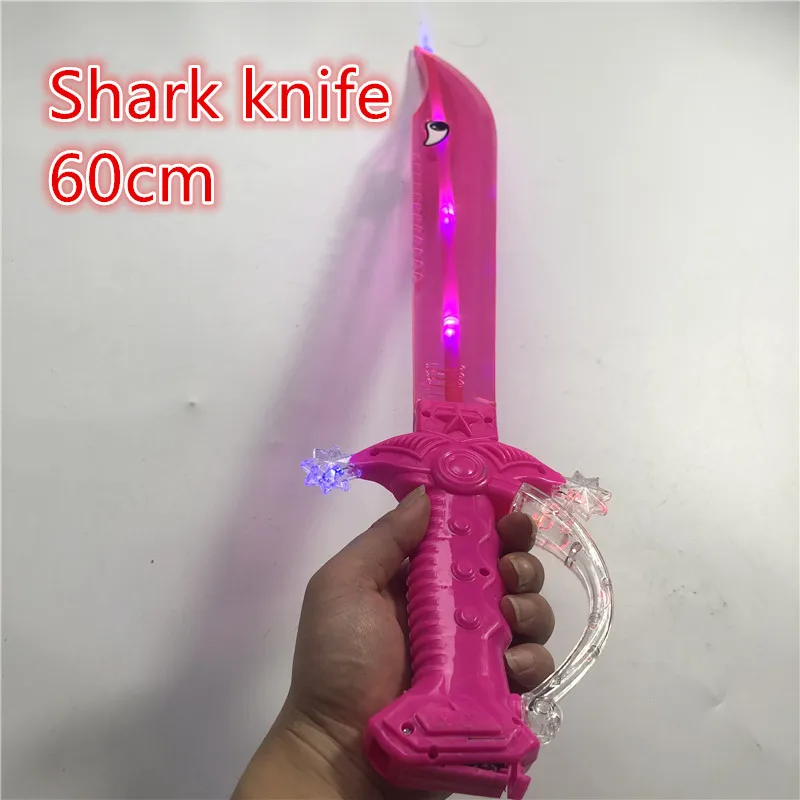 

pink 56cm Eletronic Lightsaber Induction Shark sword Flashing Simulation Plastic Light Toys Sword Children cosplay Props