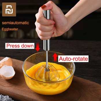 

Youpin Stainless Steel Hand Pressure Rotating Semi-Automatic Mixer Coffee Mixing Eggbeater Handheld Mixer Kitchen Cooking Tools