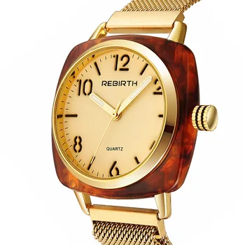 

Women's Golden Bracelet Watches Top Brand Luxury Fashion Magnetic Milan Strap Wrist Watch Female Amber Case Quartz reloj mujer