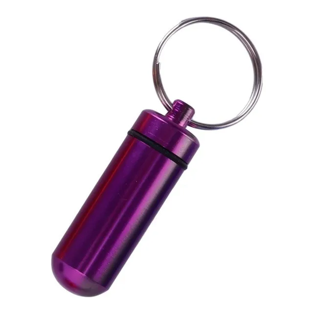 Purple Мини водонепроницаемый алюминиевый контейнер для таблеток, коробка для лекарств с брелком для кемпинга, путешествий, портативная капсула для таблеток, инструмент для улицы - Цвет: Purple