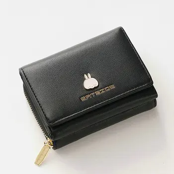 

OLOEY 2020 Korean New Ladies Pu Women's Wallet Zipper & Hasp Tri-fold Multi Capacity Wallet Square Ladies Wallet Coin Purse