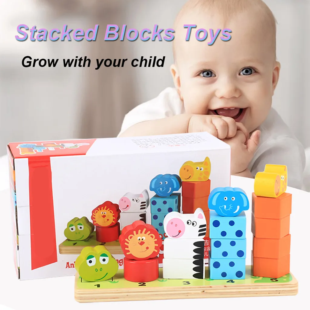 

Muqgew Educating Toy Infant Kid Baby Toys Stacked Blocks Geometric Set Toys Wooden Learning Puzzle Baby Educational Toys Gh6