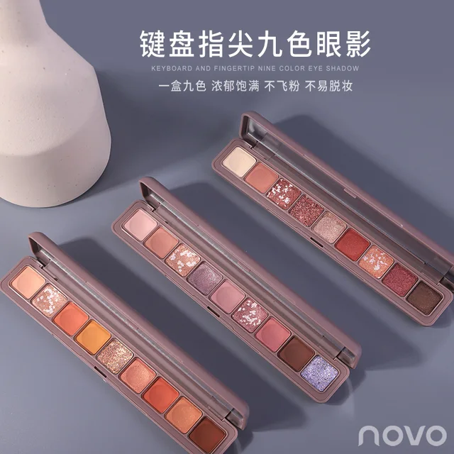 NOVO 9 Colors Fashion Eyeshadow Palette Matte Glitter Shimmer Eye Makeup Waterproof Long-lasting Pigmented Smooth Cosmetics 2