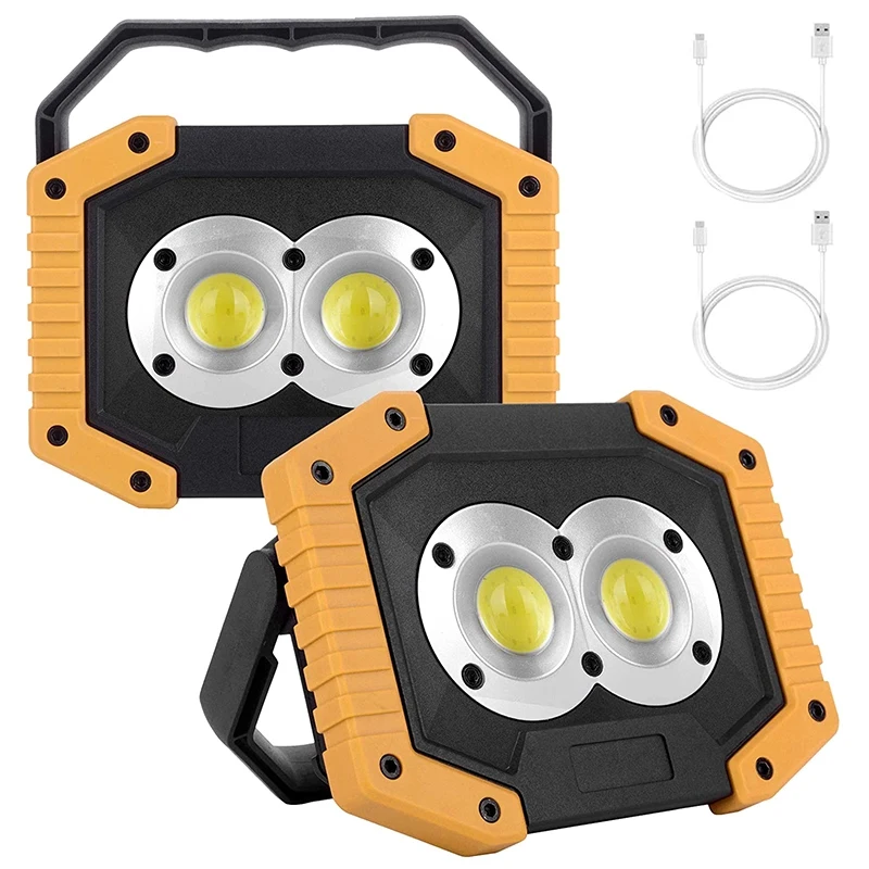 

2-Pack Rechargeable Work Light COB 20W 1000LM, Waterproof LED Portable Flood Light for Outdoor Camping Hiking Emergency Car Repa