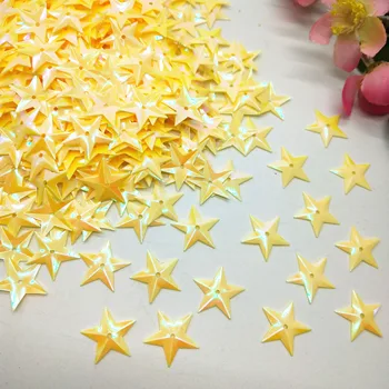 

50g/lot 15mm Yellow AB Star Sequins Cup Loose Paillettes Wedding Crafts Kids DIY Accessories With 1 Middle Hole