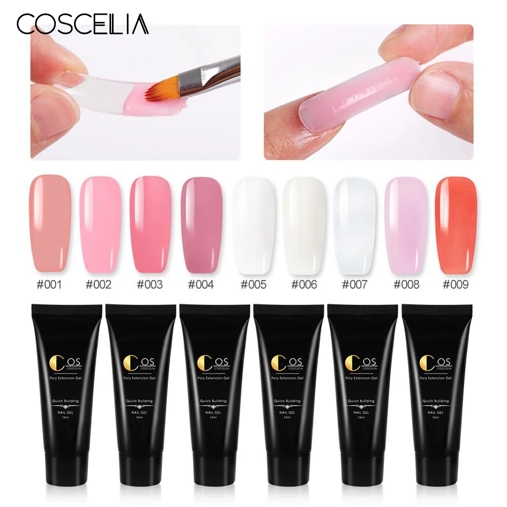 

COSCELIA UV Nail Gel Extension Crystal Extend 15ml Builder Poly Gel Nail Art Gel Acrylic Builder Acrylic UV Nail Gel For Nails