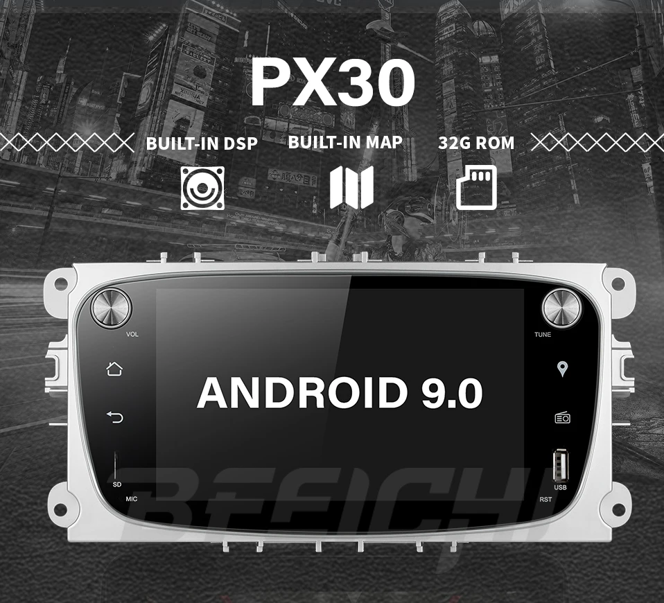 Android 9,0 PX30 автомобильный dvd для Ford focus Mondeo S-max smax Kuga c-max 2009 2010 2011 радио gps медиаплеер 1024*600 навигация