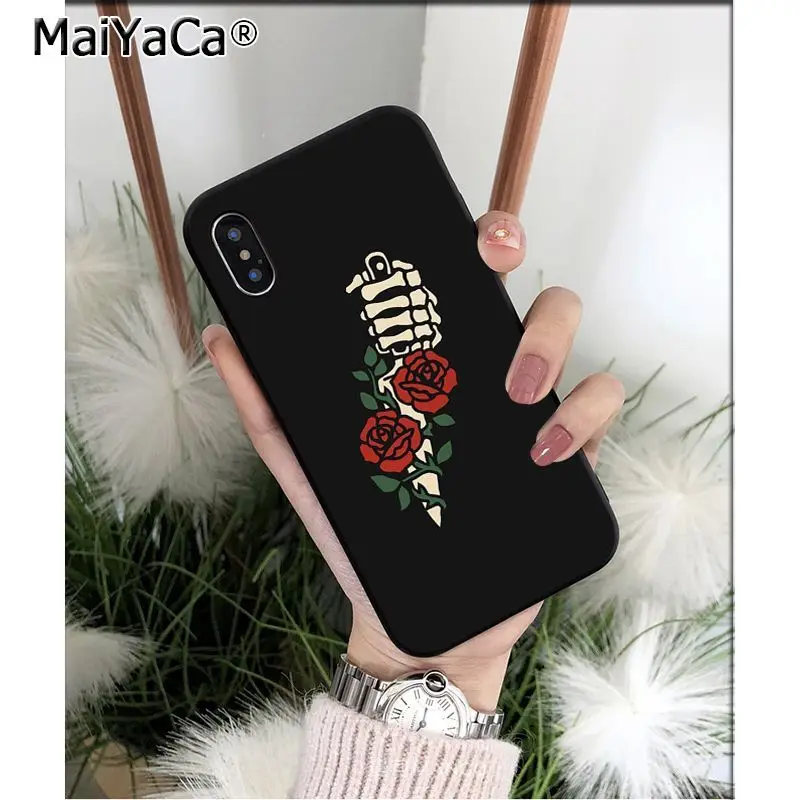 MaiYaCa Розовый Скелет руки Череп Мягкий чехол для телефона из ТПУ чехол для Apple iPhone 8 7 6 6S Plus X XS MAX 5 5S SE XR 11 11pro max чехол