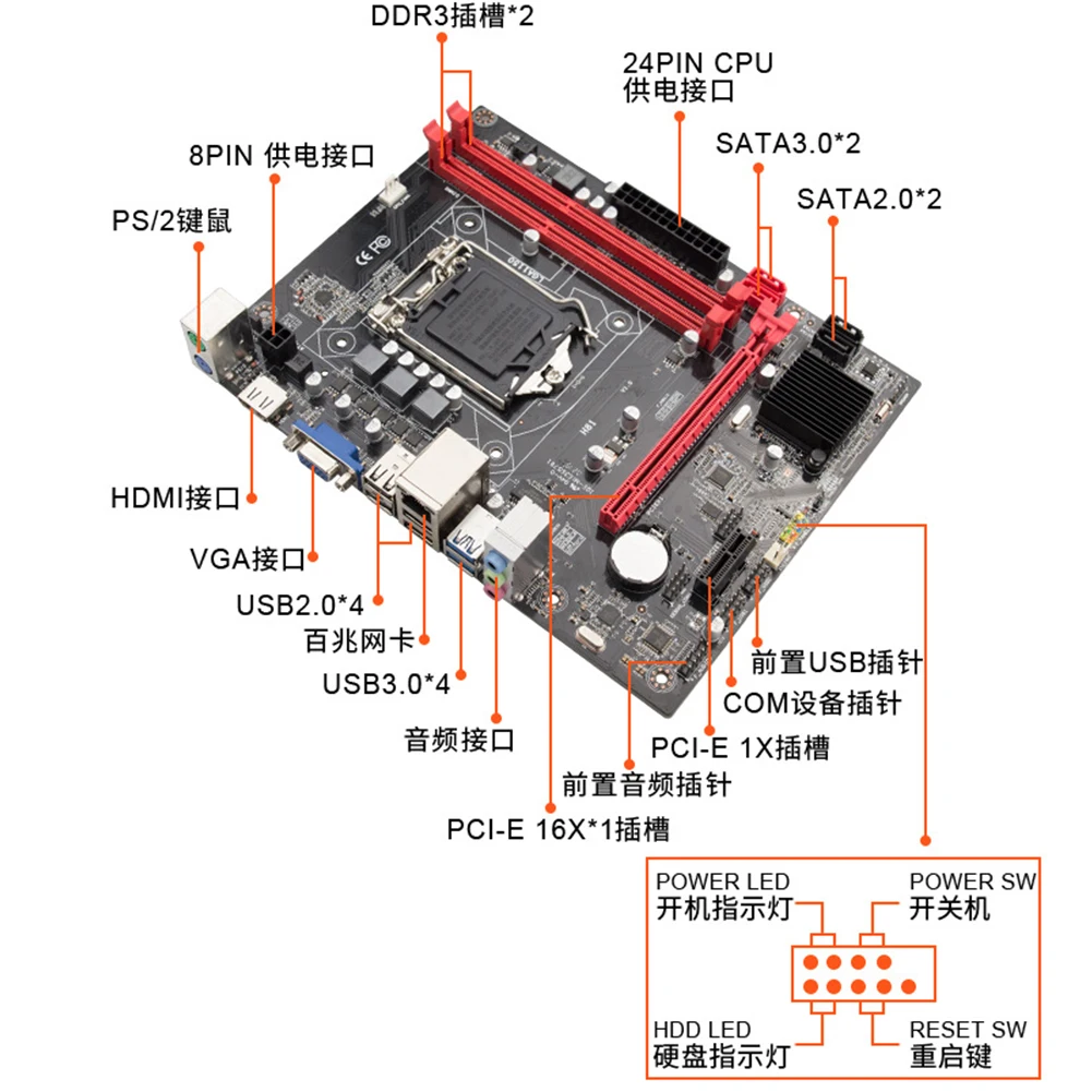 H81 cpu SATA 3,0 USB интерфейс компьютерная материнская плата аксессуары DDR3 16G прочная Совместимость материнская плата M-ATX LGA1150