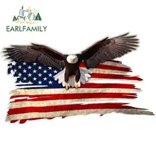 EARLFAMILY 13cm x 13cm for Bald Eagle USA American Flag Funny Car Stickers Vinyl JDM Bumper Trunk Truck Graphics Accessories