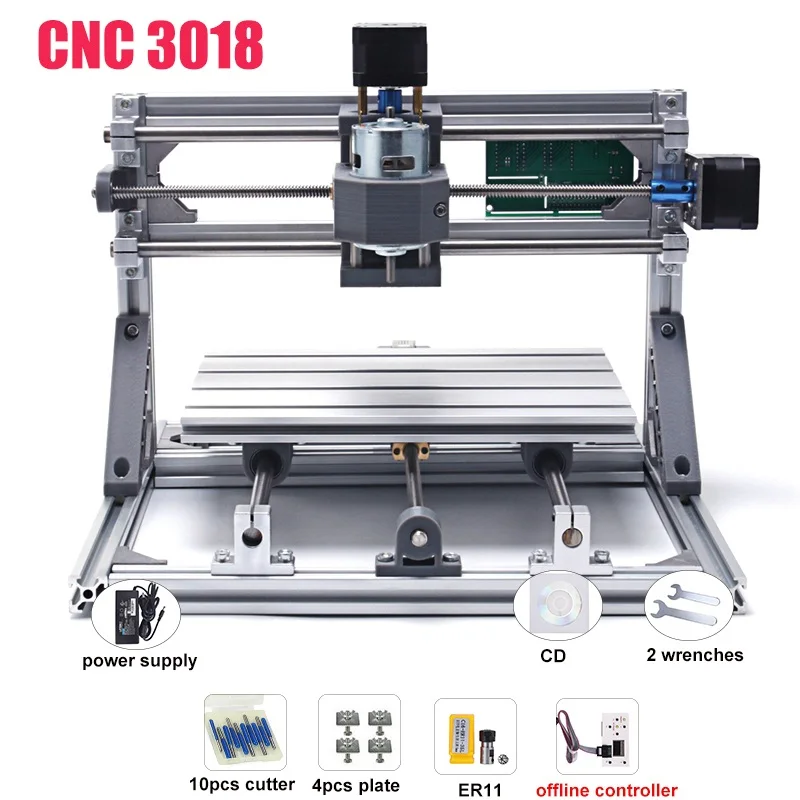 CNC 3018 с ER11 Diy мини лазерный гравировальный станок с ЧПУ 3 оси пластик акрил Pcb ПВХ фрезерный станок дерево маршрутизатор наборы - Цвет: add offline control