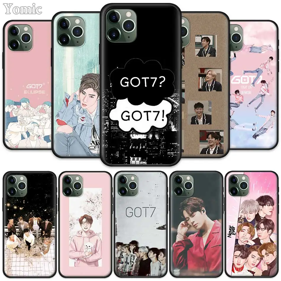 

Black Soft Case for Apple iPhone 11 Pro XR X XS MAX 7 8 6 6S Plus 5 5S SE 5C Silicone Phone Sacs Cover Shell GOT7 Jackson Wang